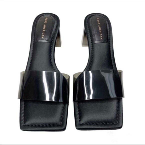 GOOD AMERICAN NEW Block Heel Square Toe Slide Sandal size 9 - Picture 4 of 12